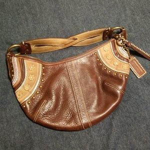 Coach mini hobo brown leather purse